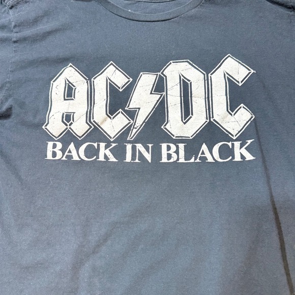 ACDC Back in Black Band T Shirt Black Short Sleeve Graphic Tee‎ - Picture 2 of 8